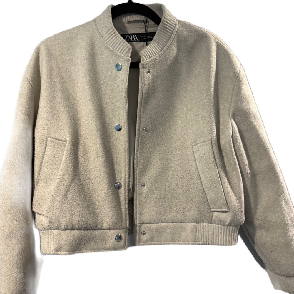 Zara Women's Beige Varsity Jacket